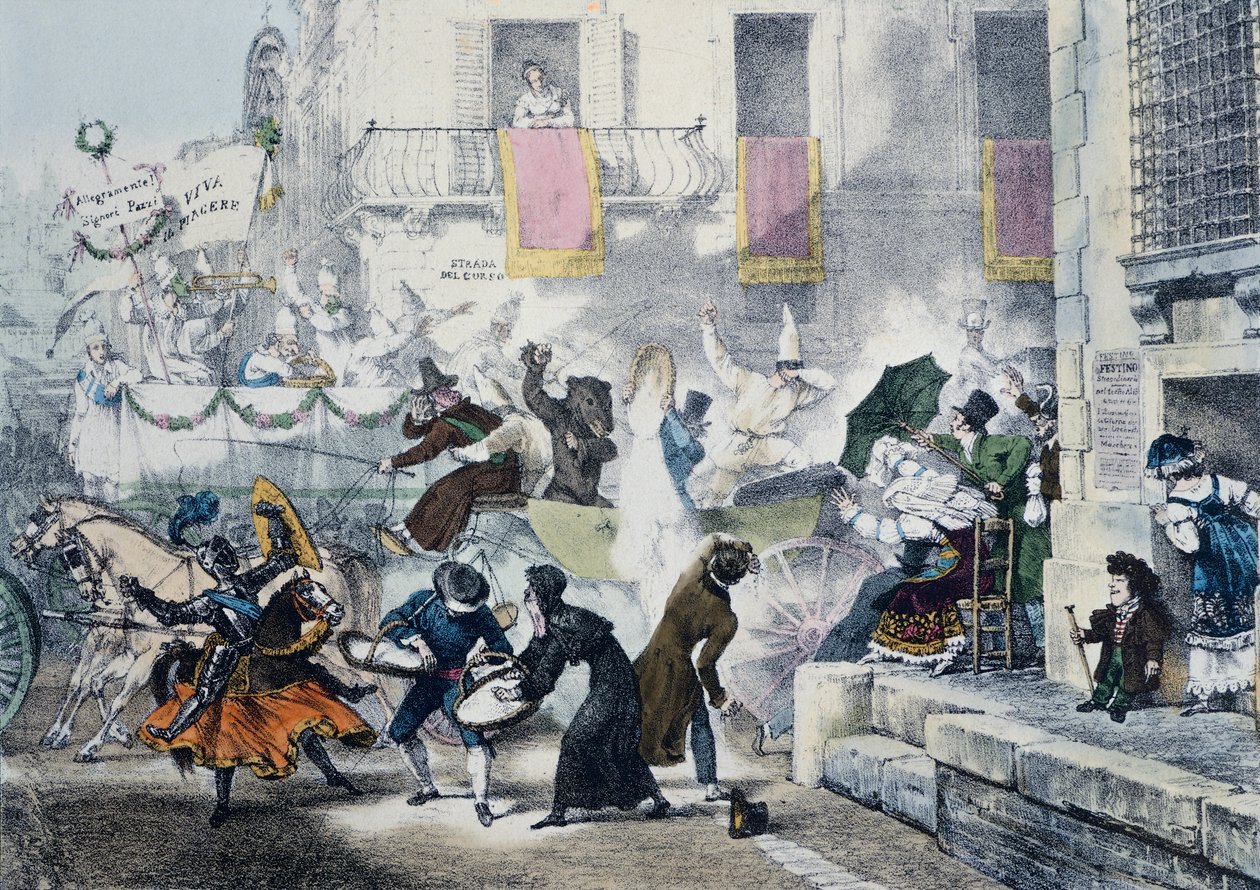 Lancer de confettis pendant le carnaval à Rome - Antoine Jean Baptiste Thomas