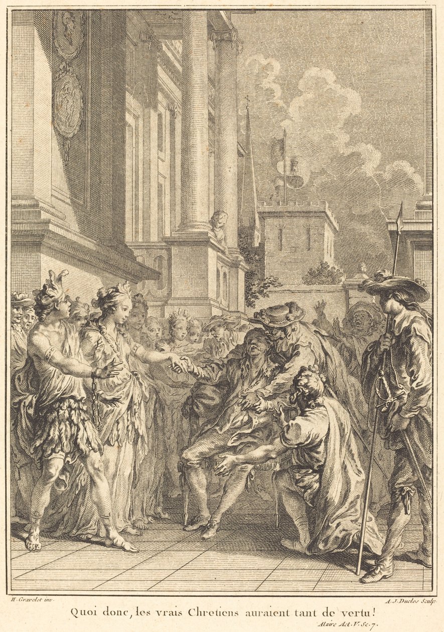 Quoi donc, les vrais Chrétiens auraient tant de vertu! - Antoine Jean Duclos after Hubert François Gravelot