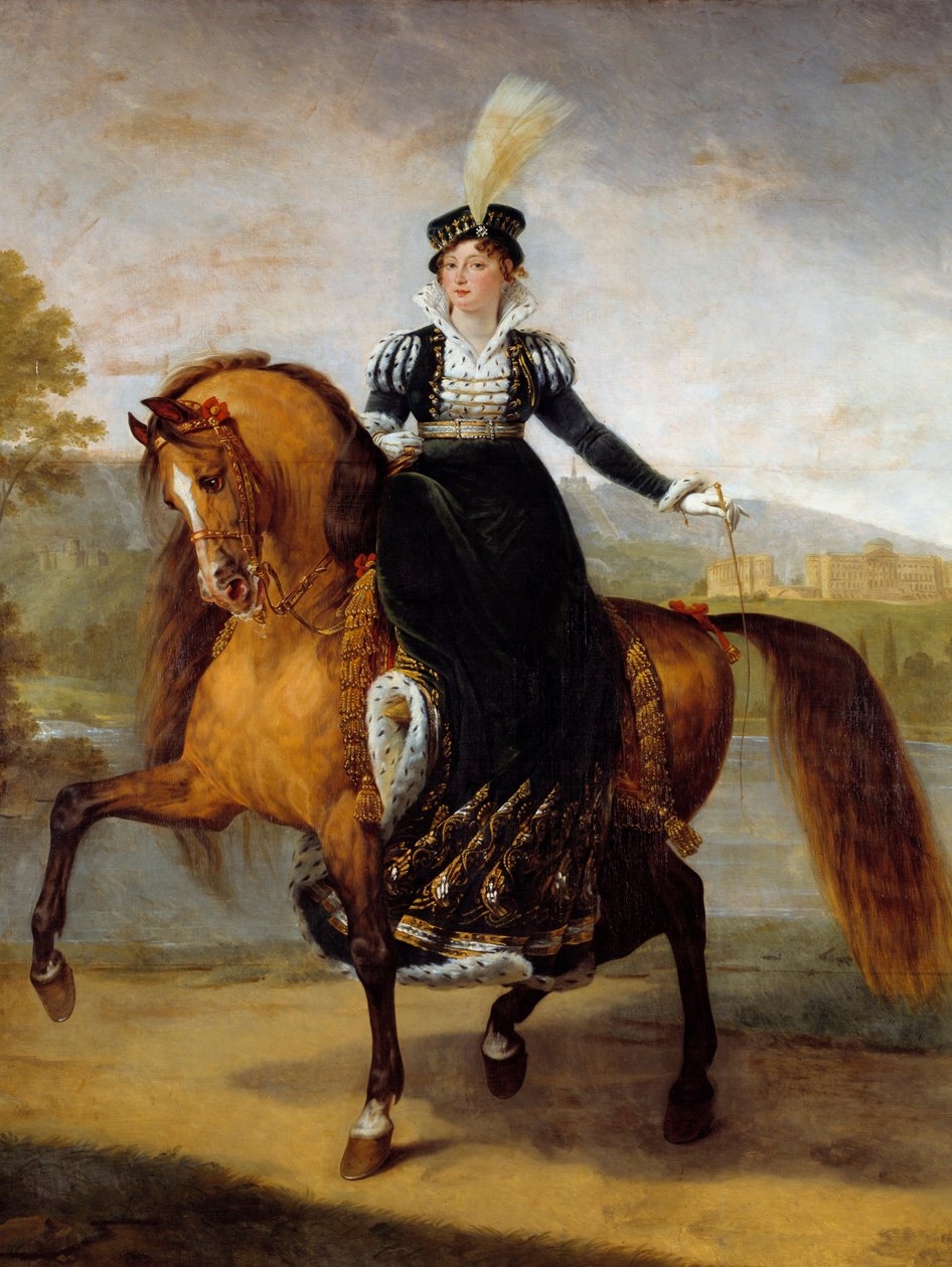 Portrait équestre de Catherine de Wurtemberg, épouse de Jérôme Bonaparte, reine de Westphalie. Peinture par Antoine Jean Gros - Antoine Jean Gros