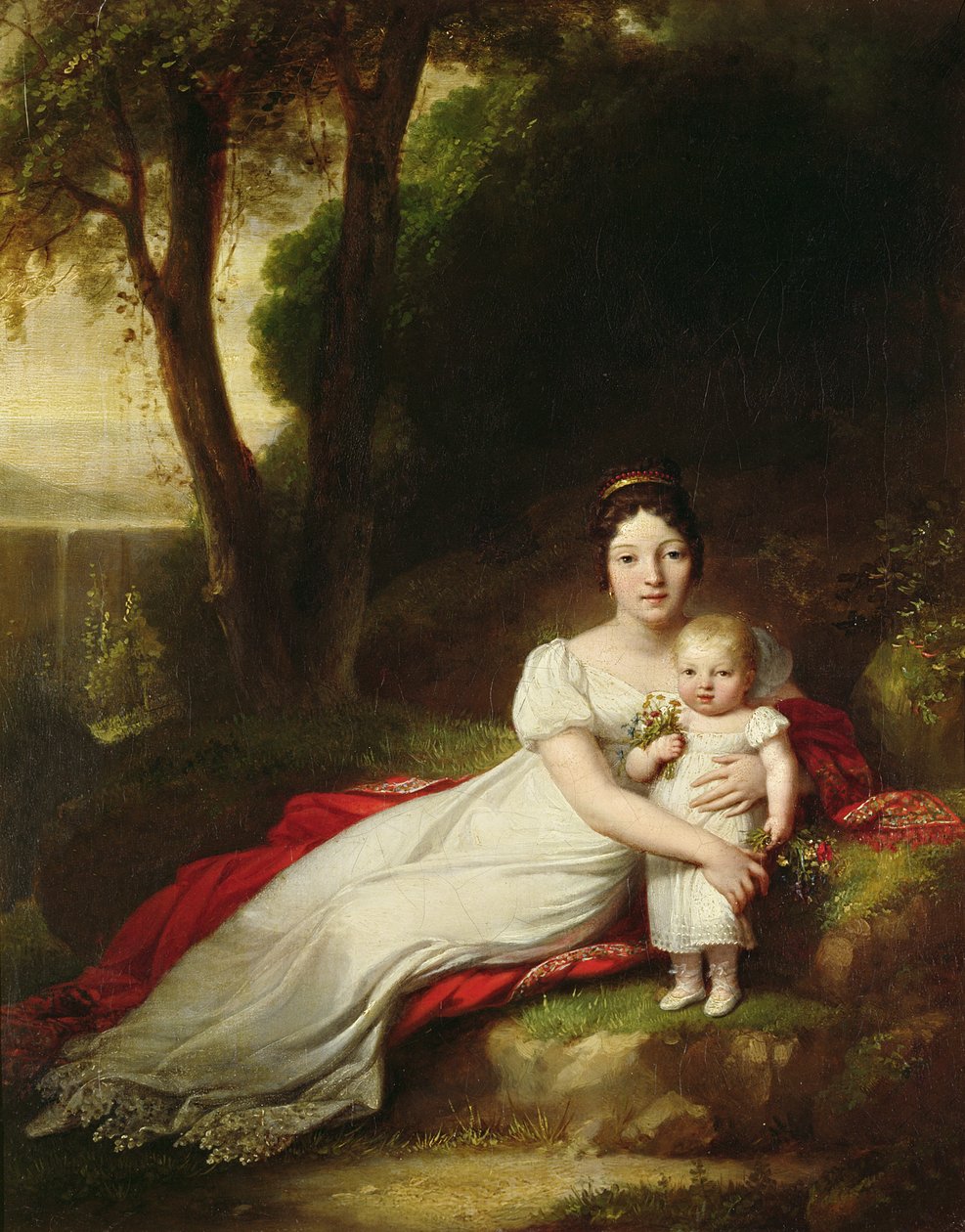 Hortense Eugénie de Beauharnais (1783-1837), reine de Hollande, avec son fils Charles Louis Napoléon Bonaparte (1808-73), le futur Napoléon III - Antoine Jean Gros
