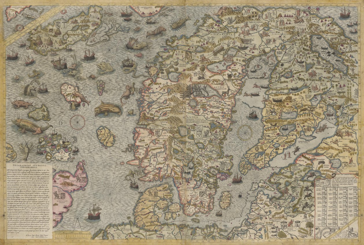 Carte de la mer (Carta marina) par Olaus Magnus (1490-1557) - Antoine Lafrery