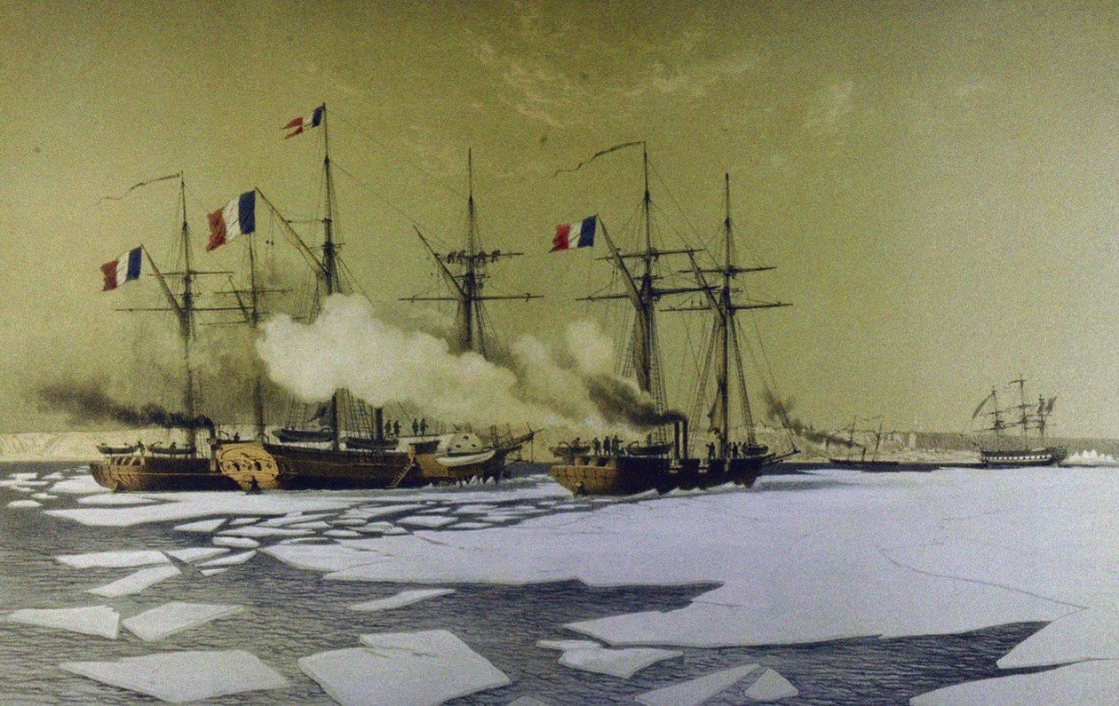 Brise-glace dans le Liman du Dniepr pour le passage des batteries flottantes, 1855-1856 - Antoine Leon Morel Fatio