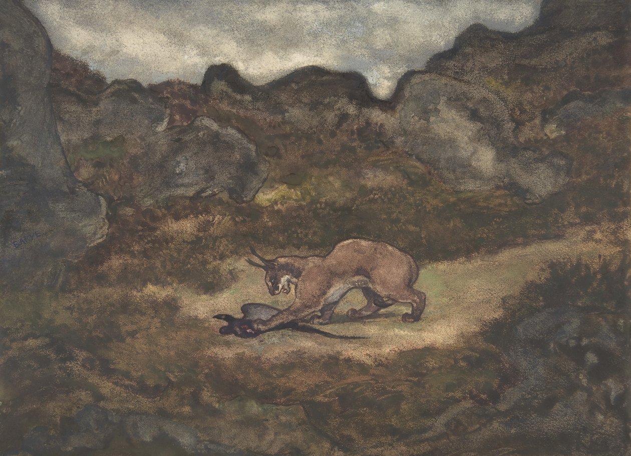 Caracal et faisan - Antoine Louis Barye