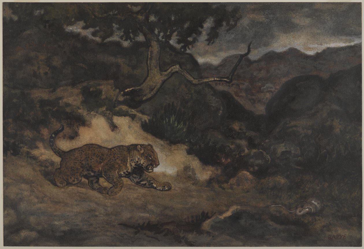 Jaguar découvrant un serpent - Antoine Louis Barye