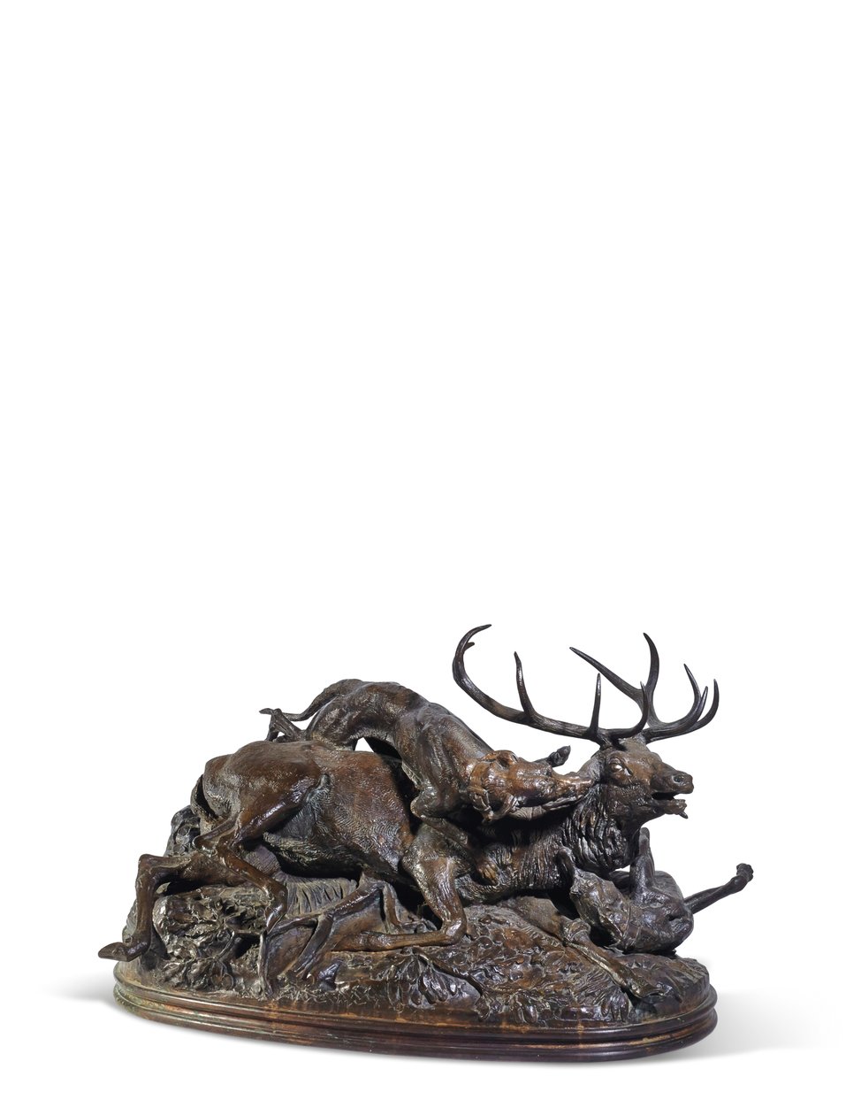 Cerf à dix cors abattu par deux lévriers écossais, vers 1840 - Antoine Louis Barye
