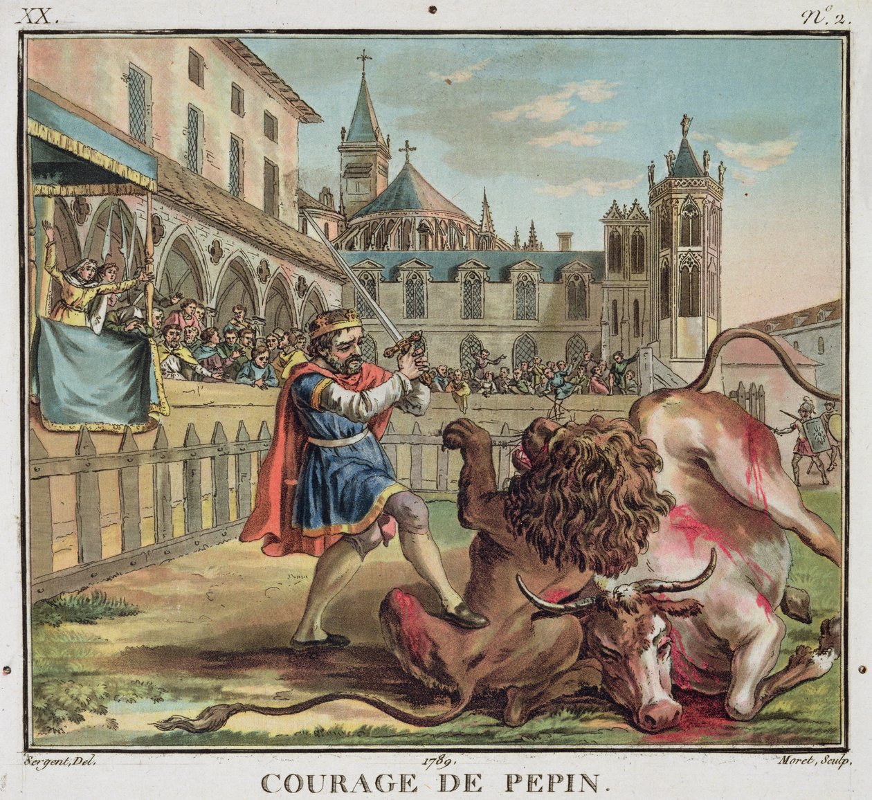 Le courage de Pépin, gravé par Jean Baptiste Morret 1789 - Antoine Louis Francois (after) Sergent Marceau