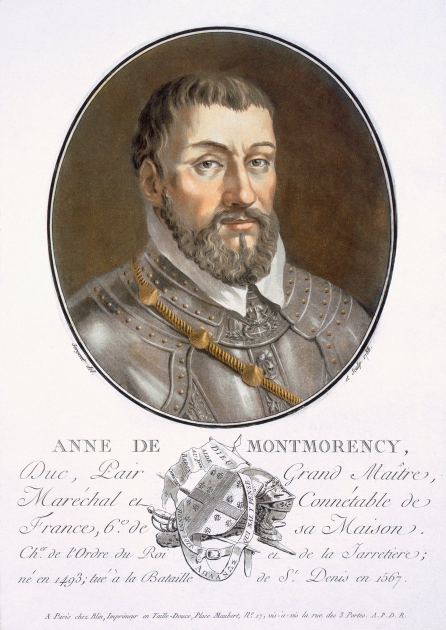 Anne de Montmorency, de Portraits des grands hommes, femmes illustres, et sujets mémorables de France, gravé et imprimé en couleurs, publié par Pierre Blin, 1786-92, Paris - Antoine Louis Francois Sergent Marceau