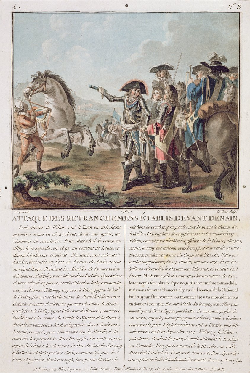Attaque des tranchées établies devant Denain, 1712, gravée par Louis Le Coeur, 1787 - Antoine Louis Francois Sergent Marceau
