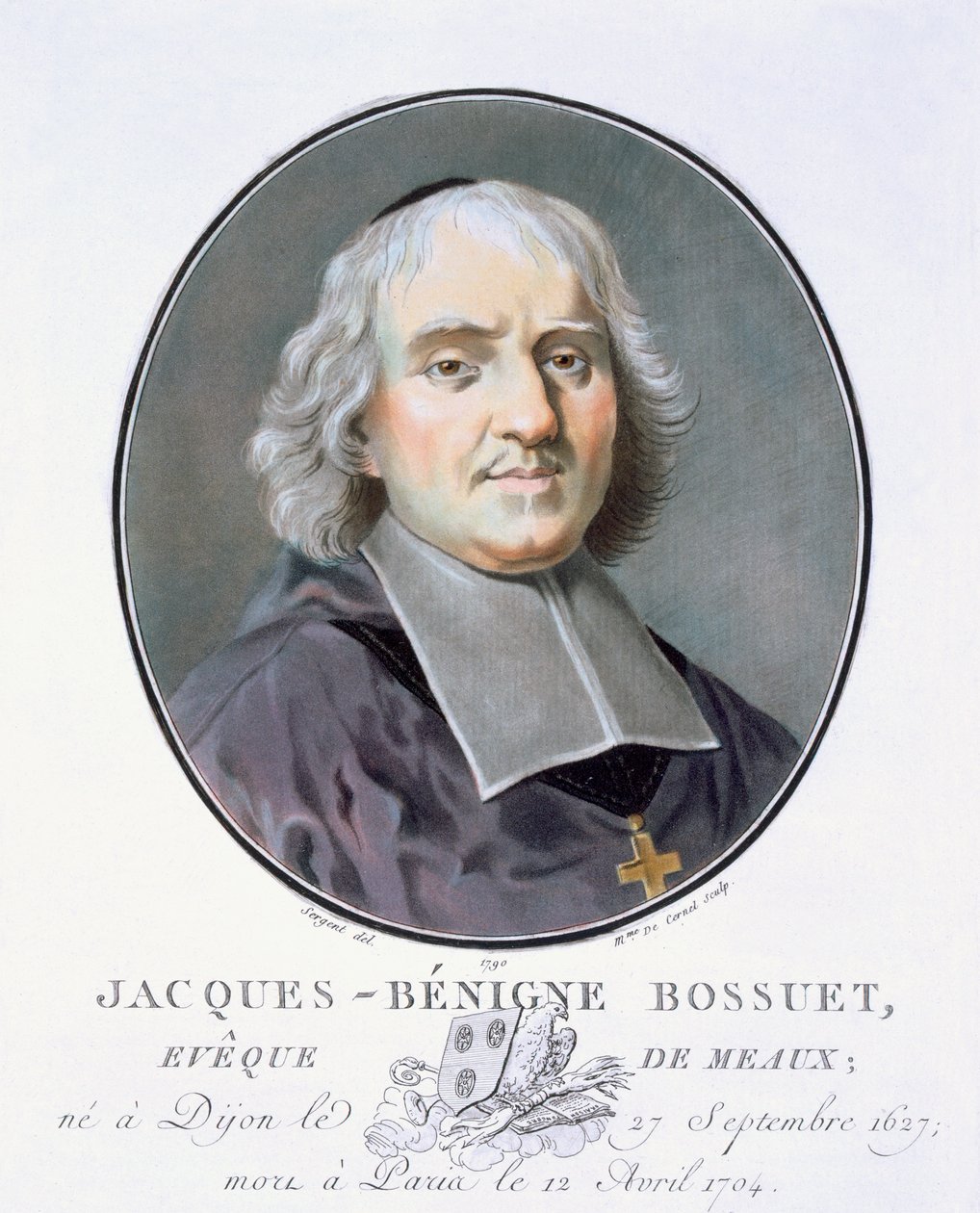 Jacques-Bénigne Bossuet, de Portraits des grands hommes, femmes illustres, et sujets mémorables de France, gravé et imprimé en couleurs, publié par Pierre Blin, 1786-92, Paris - Antoine Louis Francois Sergent Marceau