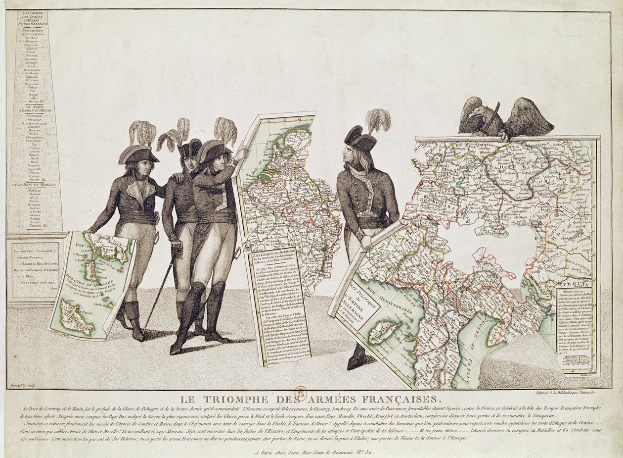 Le Triomphe des Armées Françaises, Napoléon et ses Généraux Tenant les Cartes de leurs Victoires au Moment de la Paix de Loeben - Antoine Maxime Monsaldy