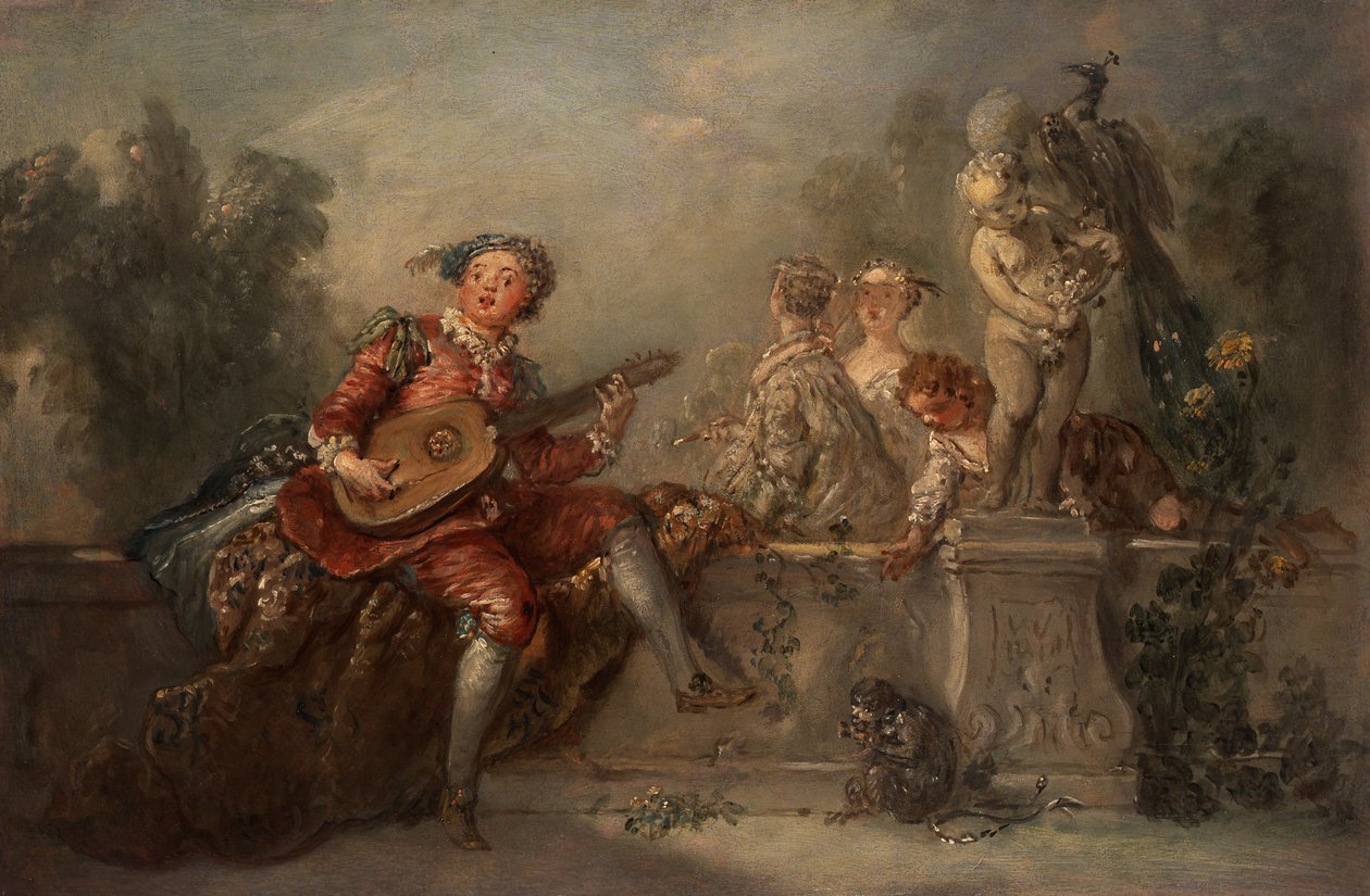 Joueur de luth avec une compagnie dans un parc - Antoine Pesne