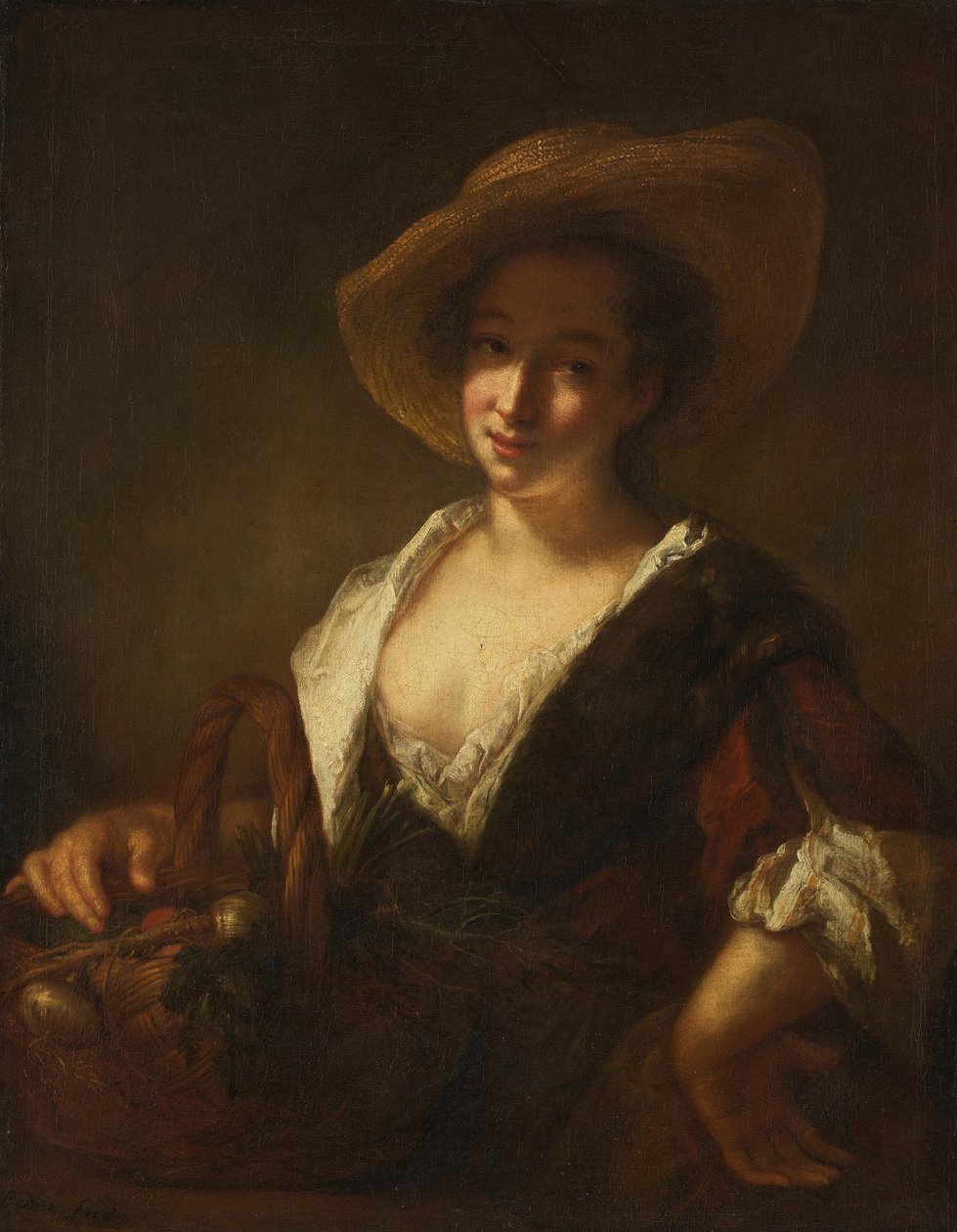 Jeune fille avec un panier de légumes - Antoine Pesne