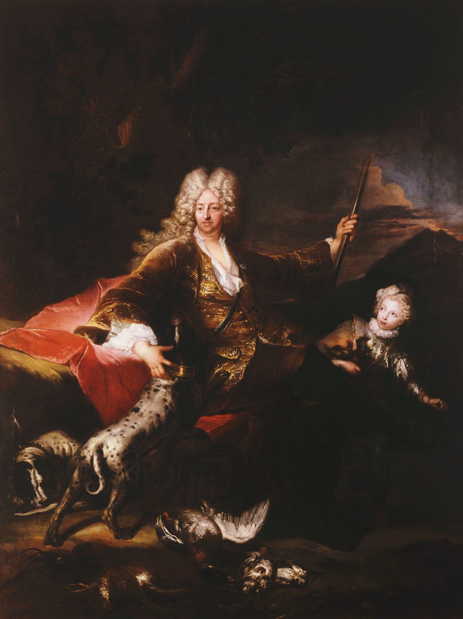 Portrait du marquis Paolo Corbelli, en pied, assis sur un banc au bord d