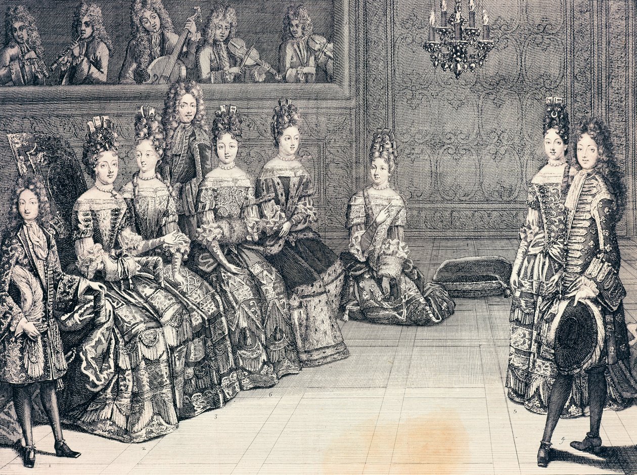 Duc de Bourgogne, Duchesse du Maine, Princesse de Conti et Ducs de Chartres écoutant de la musique - Antoine Trouvain