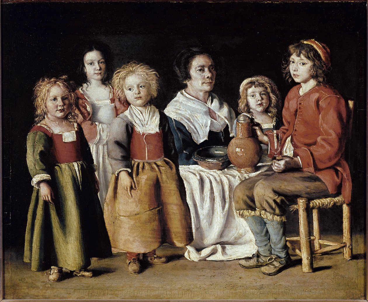 Une femme avec cinq enfants - Antoine and Louis and Mathieu  Le Nain