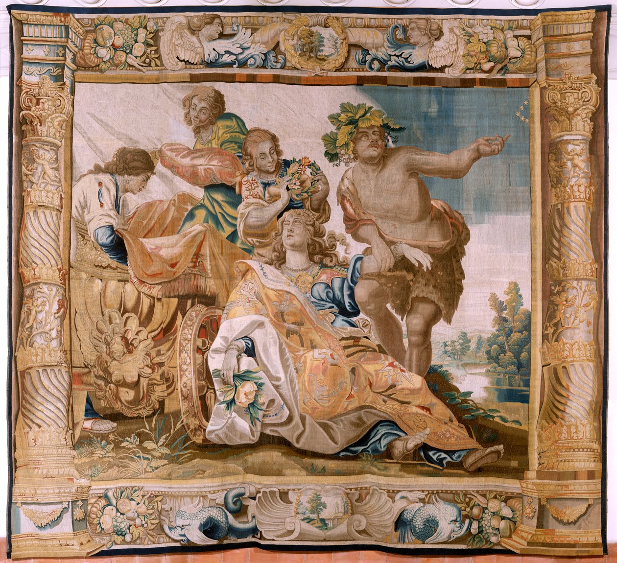 Tapisserie flamande. Série Histoire de Thésée. Bacchus prend Ariane pour épouse. Neuvième tapisserie de la série. Modèle Anthonis Sallaert. Manufacture Jan Raes le Jeune, Bruxelles. Vers 1630. - Antoine or Anthonis Sallaert