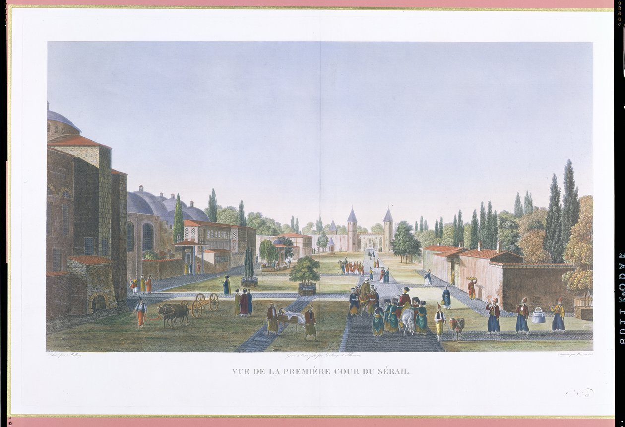 Vue de la cour extérieure du sérail, Palais de Topkapi, Constantinople, gravé par Jean Nicolas Le Rouge et Jean Baptiste Pillement, 1815 - Anton Ignaz Melling