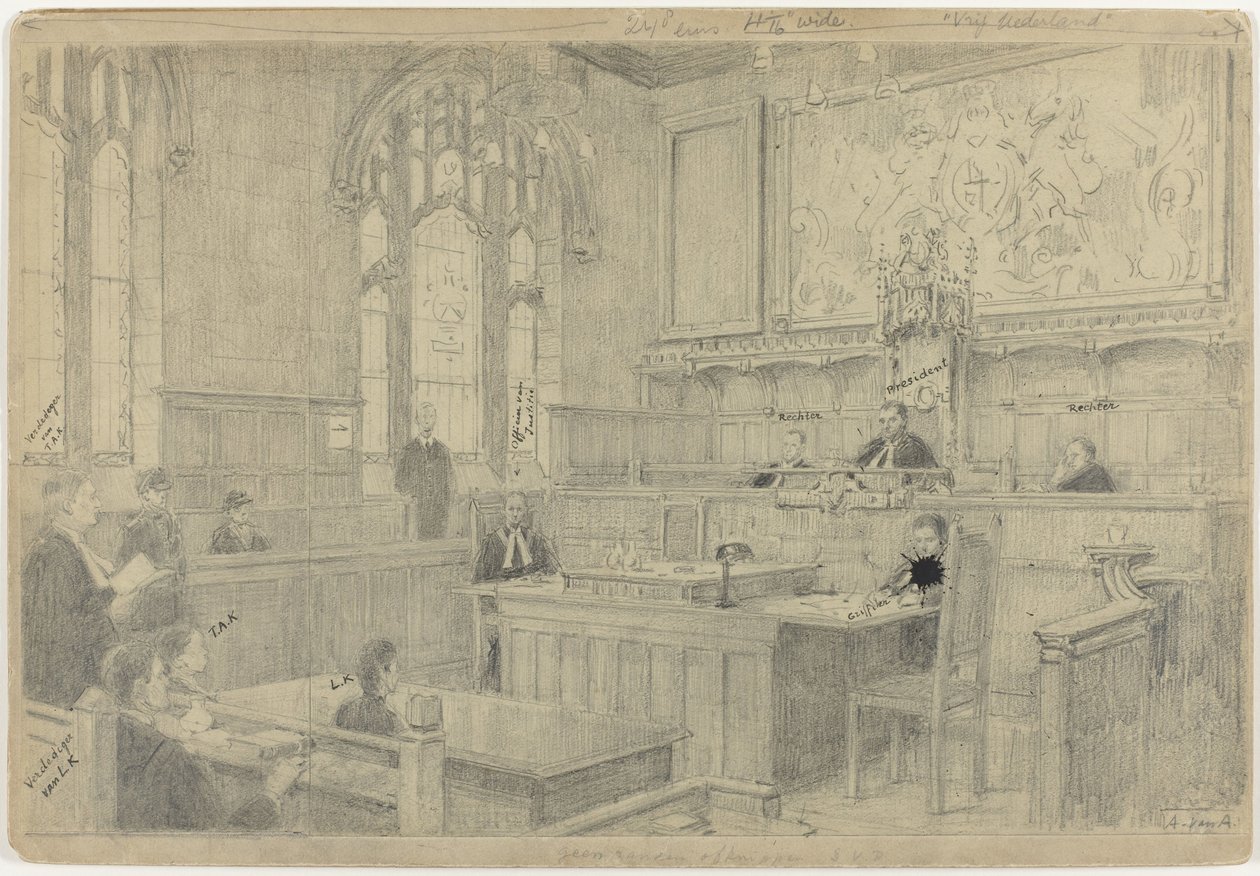 Étude de la composition complète pour la peinture (inachevée) du tribunal néerlandais à Londres, juin 1942 - Anton Abraham van Anrooy