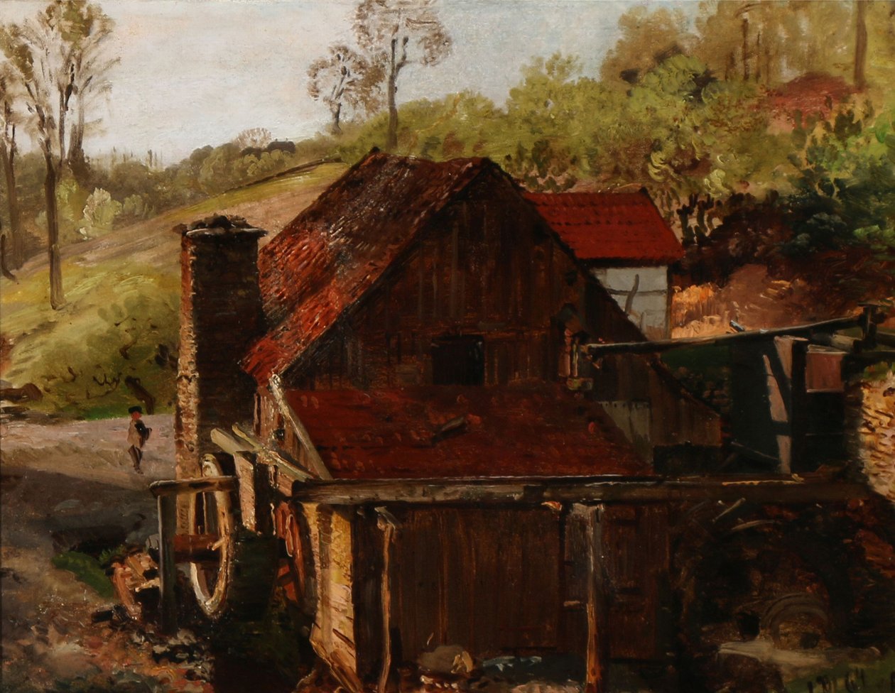 Danois : Bag en Vandmølle Derrière un moulin à eau - Anton Eduard Kieldrup