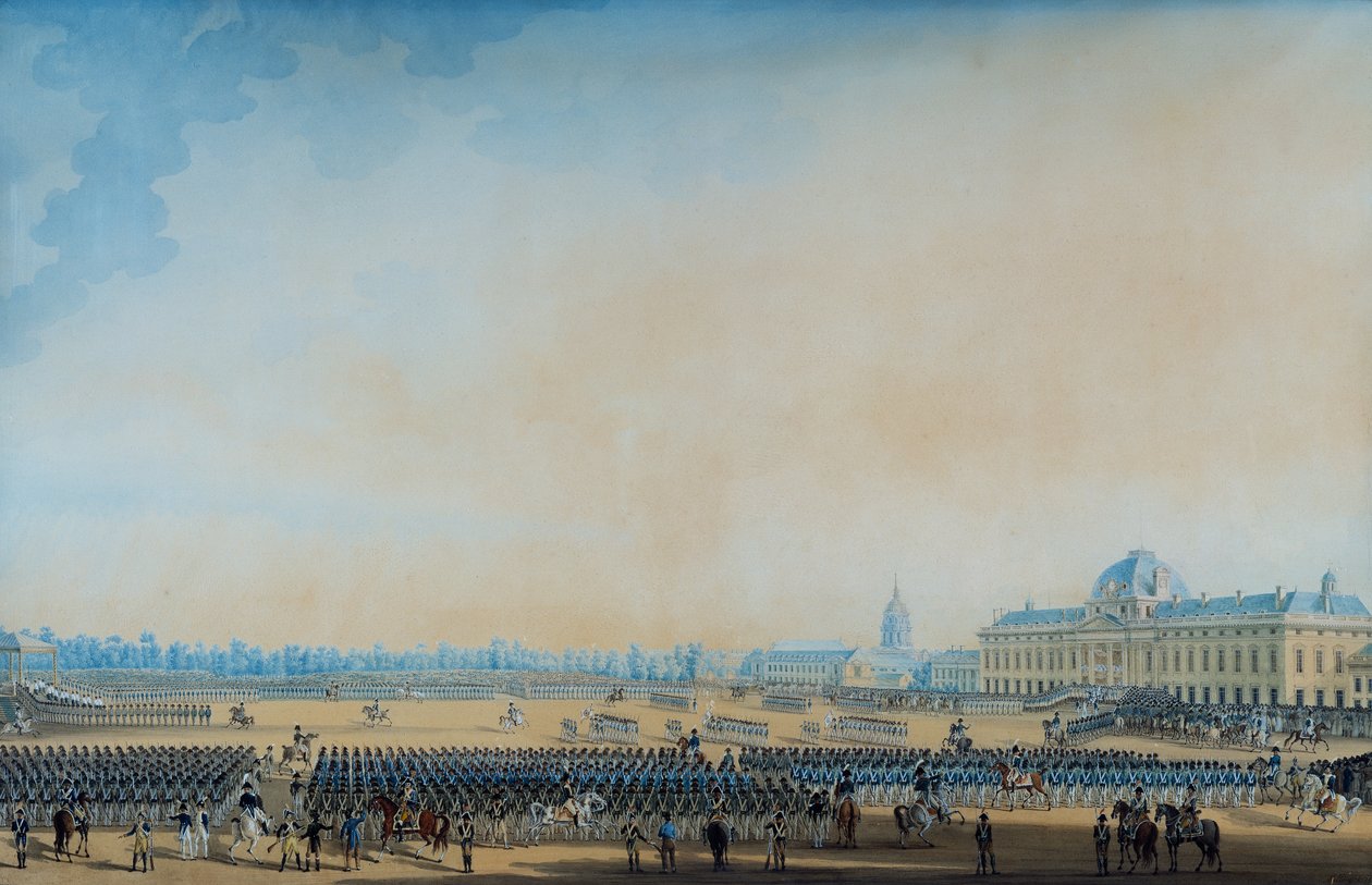 Distribution des drapeaux et des Gardes Nationaux, Champ-de-Mars, 7 septembre 1814 - Anton Ignaz Melling