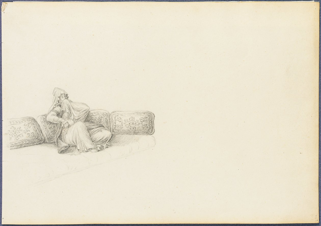 Portrait présumé de Sultana Hadigé assise sur un canapé - Anton Ignaz Melling