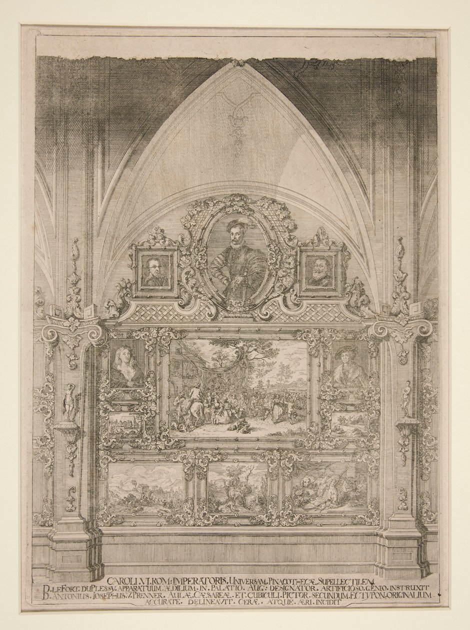 Intérieur de niche voûtée décorée de portraits et de scènes de genre - Anton Joseph von Prenner