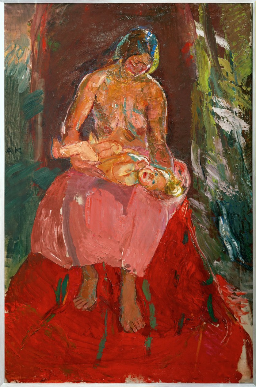 Mère et enfant (huile sur toile) - Anton Kolig