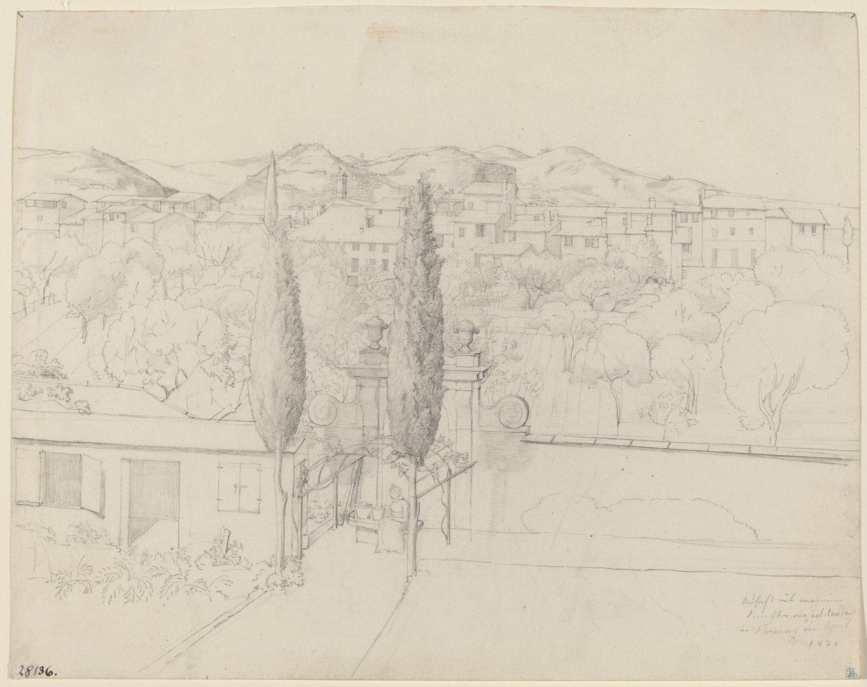 Vue de mon fenêtre, via valfonda à Florence (Jardins à Florence vus de la fenêtre de l