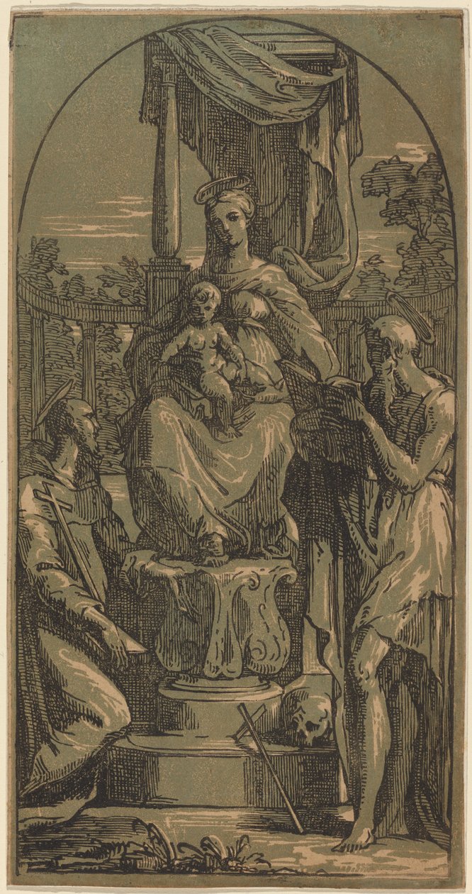 Madone et Enfant en majesté, Saint Jérôme et Saint François - Anton Maria Zanetti I, after Parmigianino