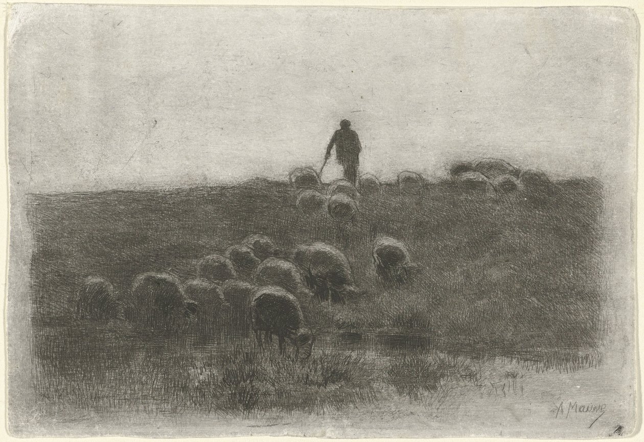 Berger avec troupeau de moutons - Anton Mauve