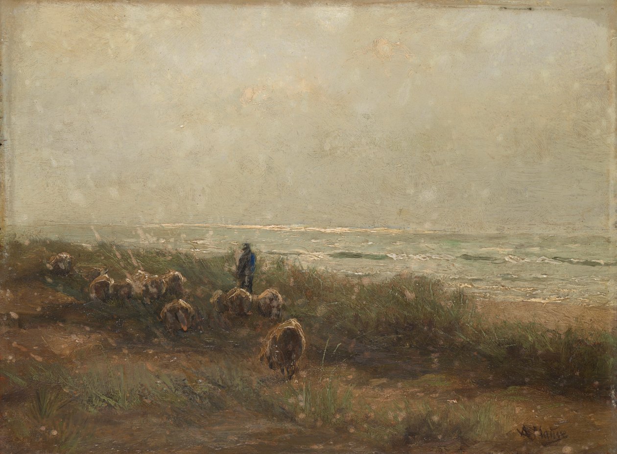 Paysage avec berger de moutons au bord de la mer - Anton Mauve