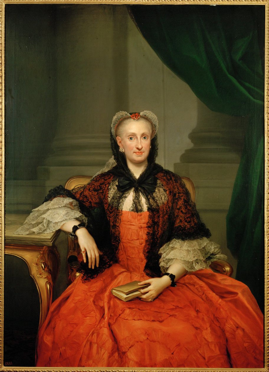 La reine Amalia de Savoie, épouse de Charles III (peinture sur toile) - Anton Raphael Mengs