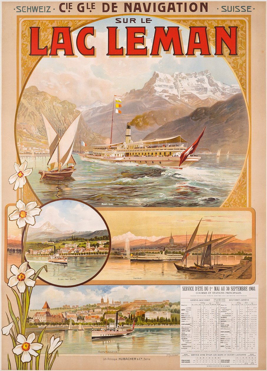 Affiche publicitaire pour le Lac Léman (Lac de Genève), Suisse - Anton Reckziegel