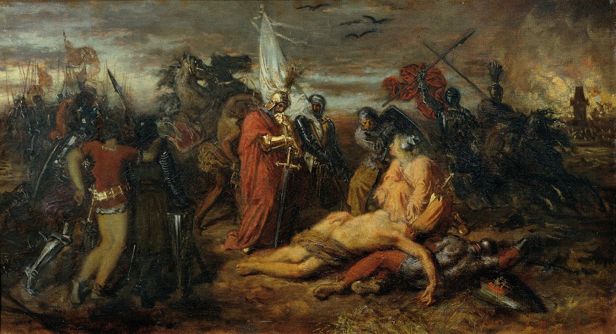 Rodolphe de Habsbourg auprès du corps de Přemysl Ottokar, roi de Bohême - Anton Romako