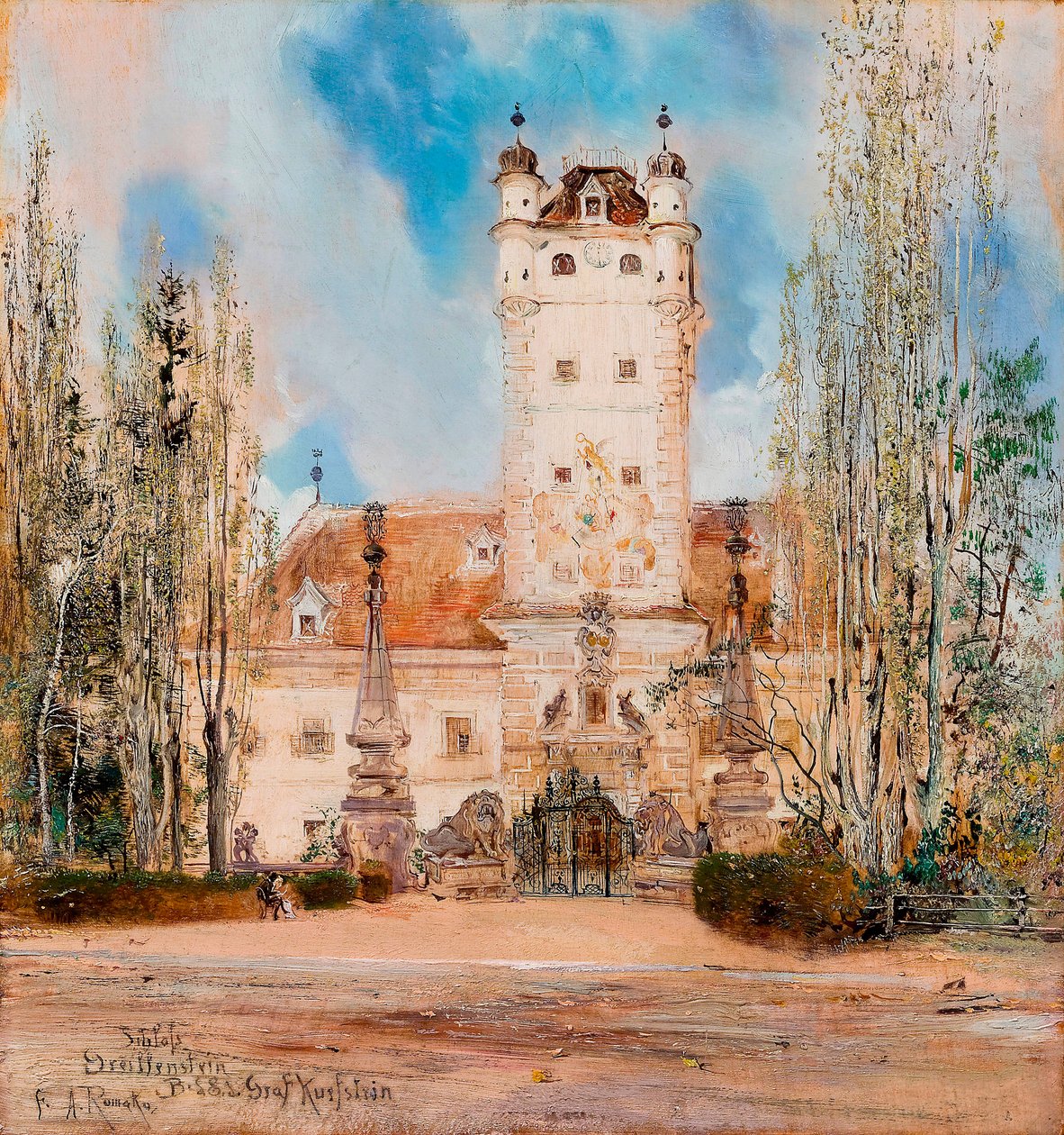 Vue extérieure du château de Greillenstein en Autriche - Anton Romako