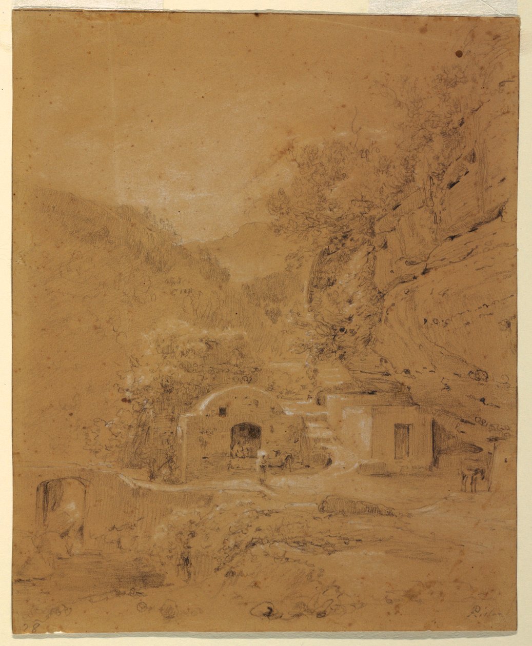 Dessin, Vue de paysage entre Naples et Salerne, 1820-30 - Anton Sminck Pitloo