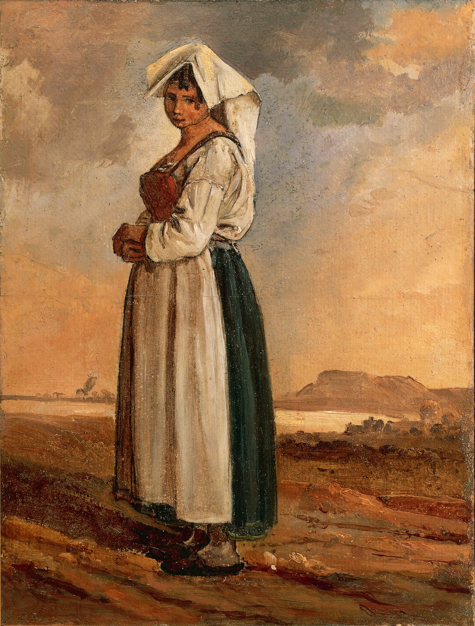 Paysanne avec costume de la région du sud du Latium - Anton Sminck Pitloo