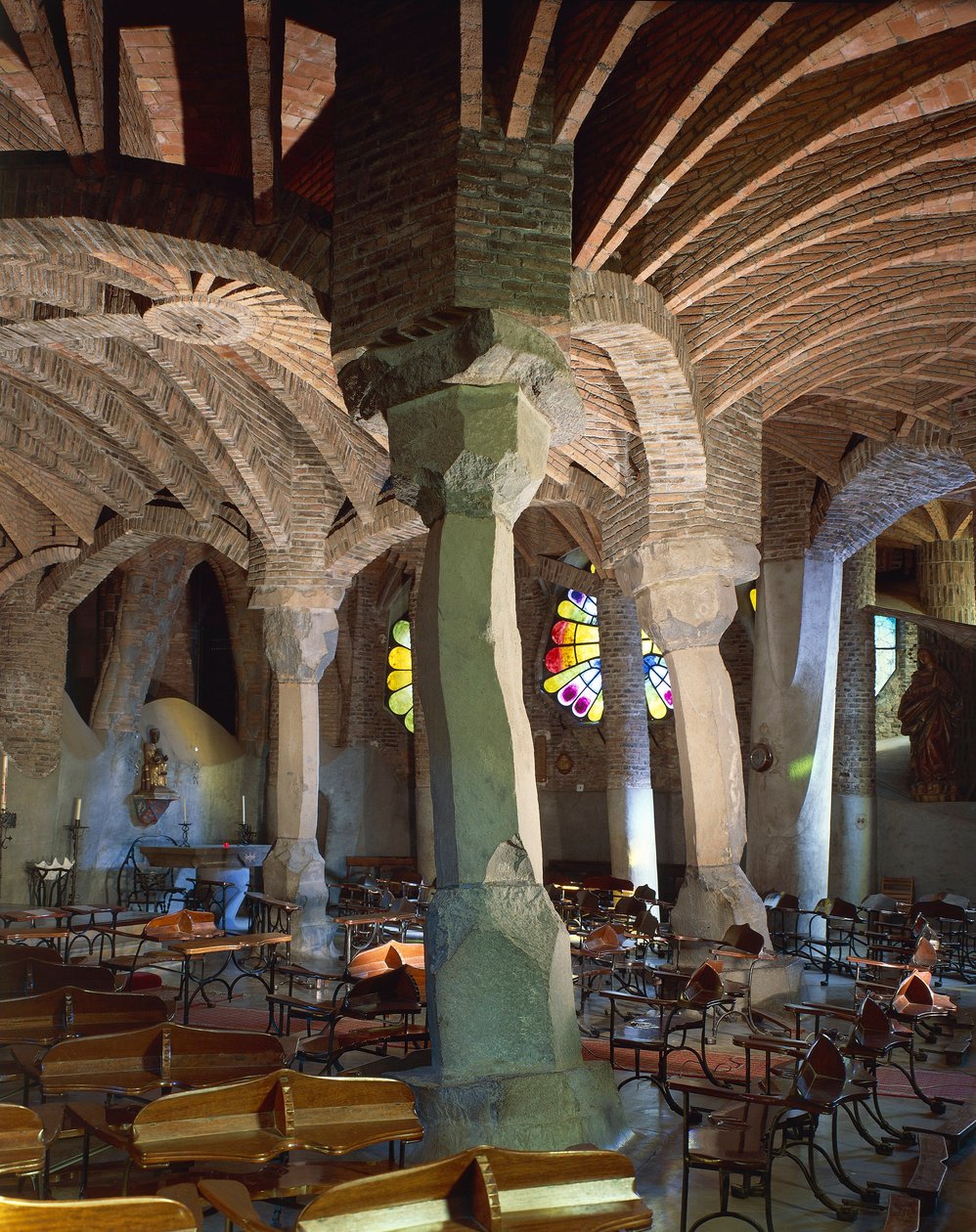 Espagne, Région de Catalogne, Province de Barcelone, Comté de Baix Llobregat, Santa Coloma de Cervelló, église de Colonia Güell, crypte de l