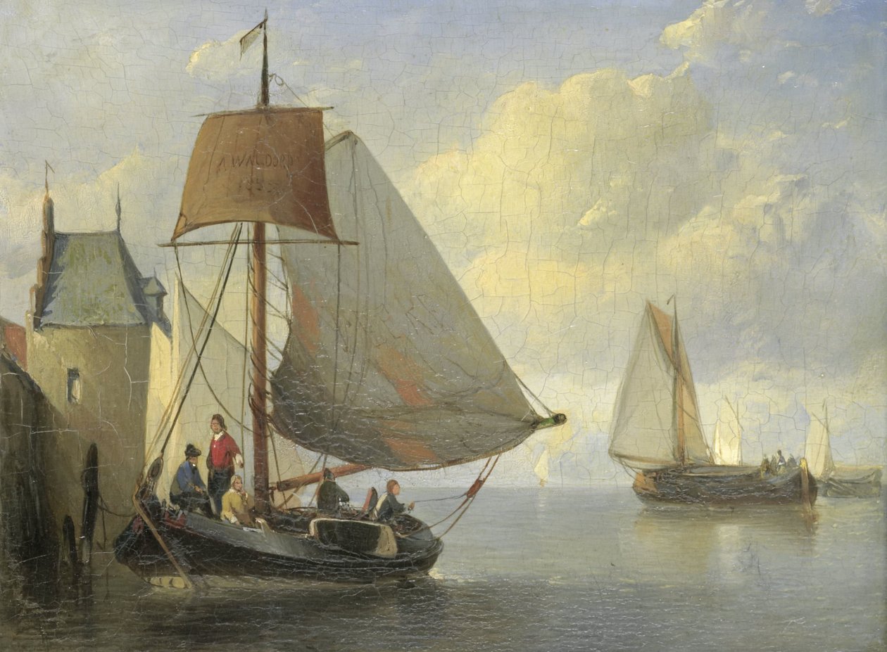 Vue de rivière avec une tour inspirée de la tour Camperveerse à Veere - Antonie Waldorp