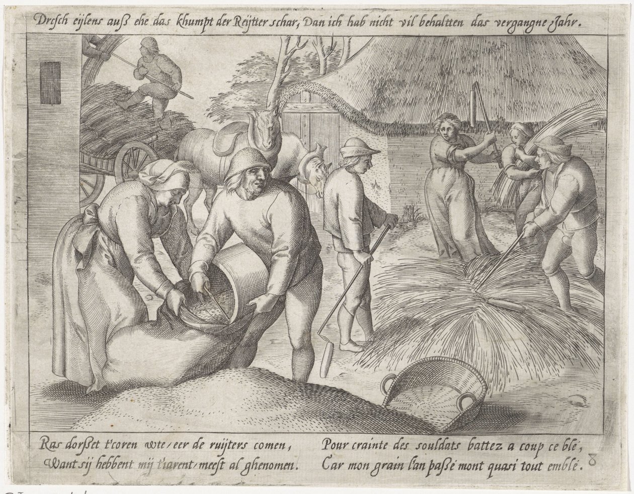 Battage du grain - Antonie Wierix (II) (possibly)