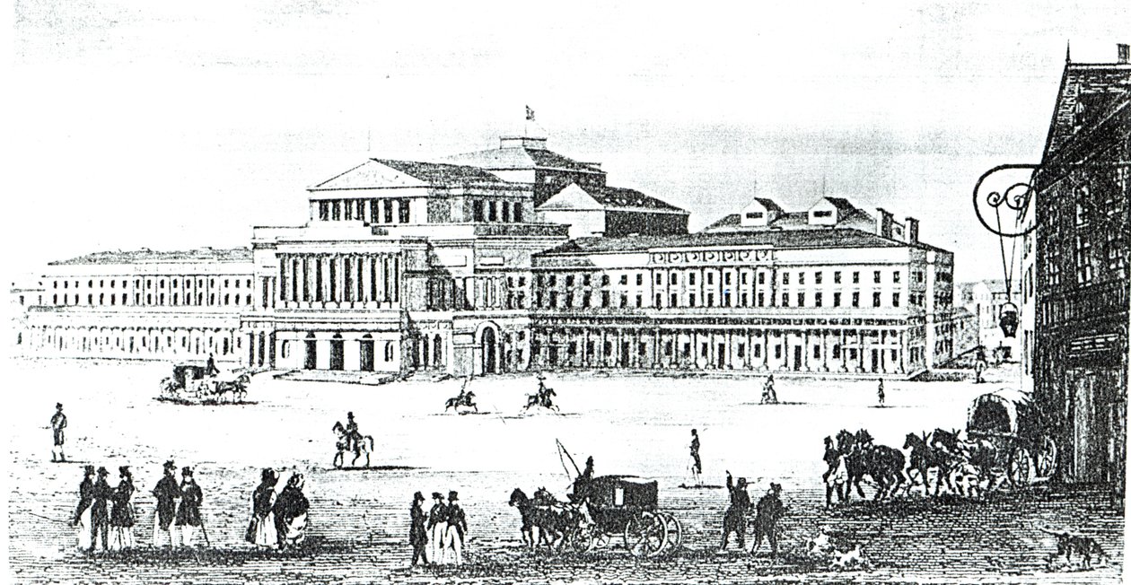 Vue du Grand Théâtre, Varsovie, gravé par Adam Pilinski (1810-87) - Antonio Corazzi