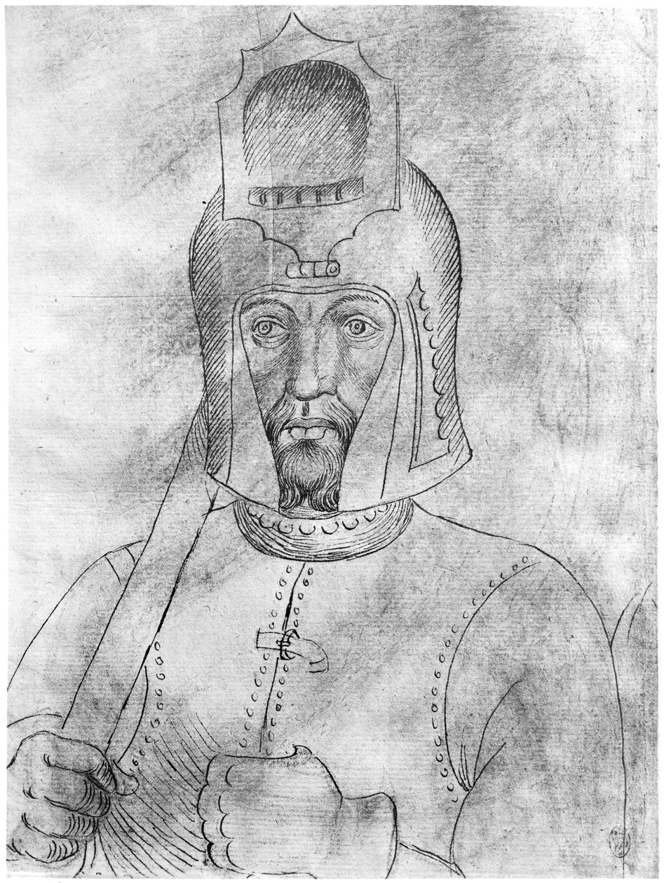 Soldat portant un casque à visière, de l