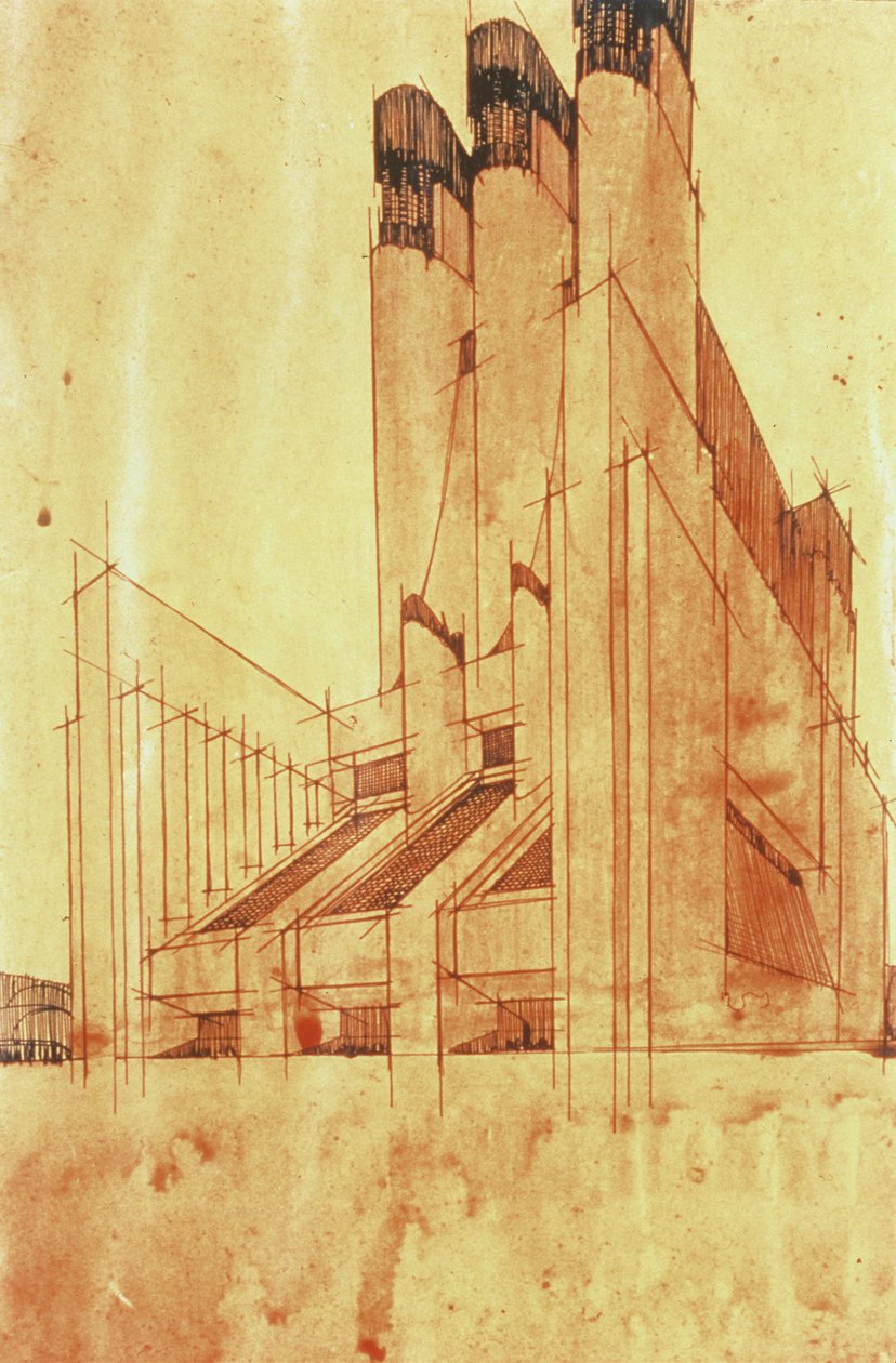 Étude pour un bâtiment, 1913 - Antonio SantElia