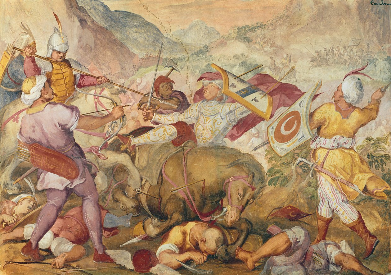 Bataille entre les Vénitiens et les Turcs - Antonio Vassilacchi