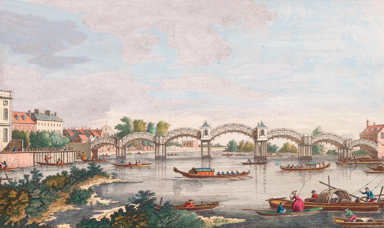 Nouveau pont sur la Tamise à Hampton Court - Antonio (after) Canaletto