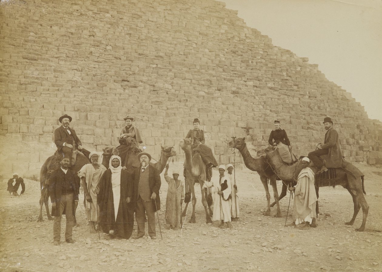 Famille de touristes à Gizeh, Égypte - Antonio Beato
