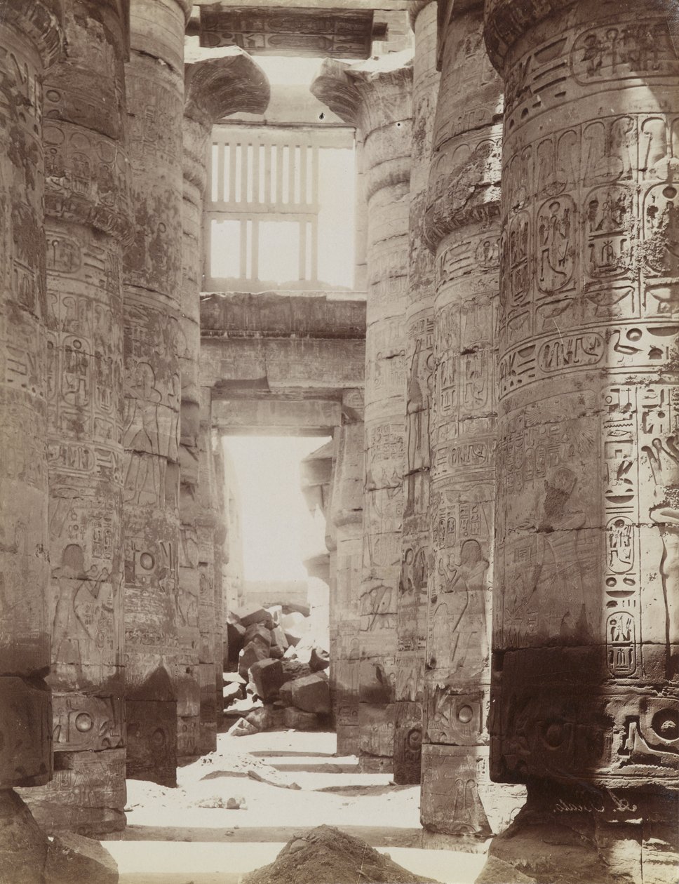 Salle hypostyle du temple de Karnak, vue de la salle hypostyle - Antonio Beato
