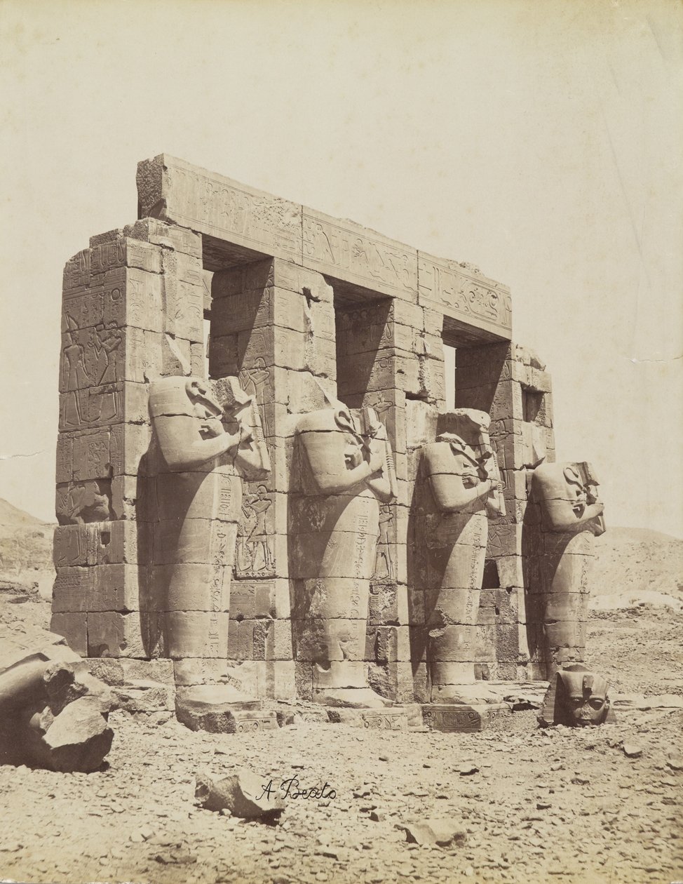 Ramesseum, Thèbes, vue du sud-est de la deuxième cour - Antonio Beato