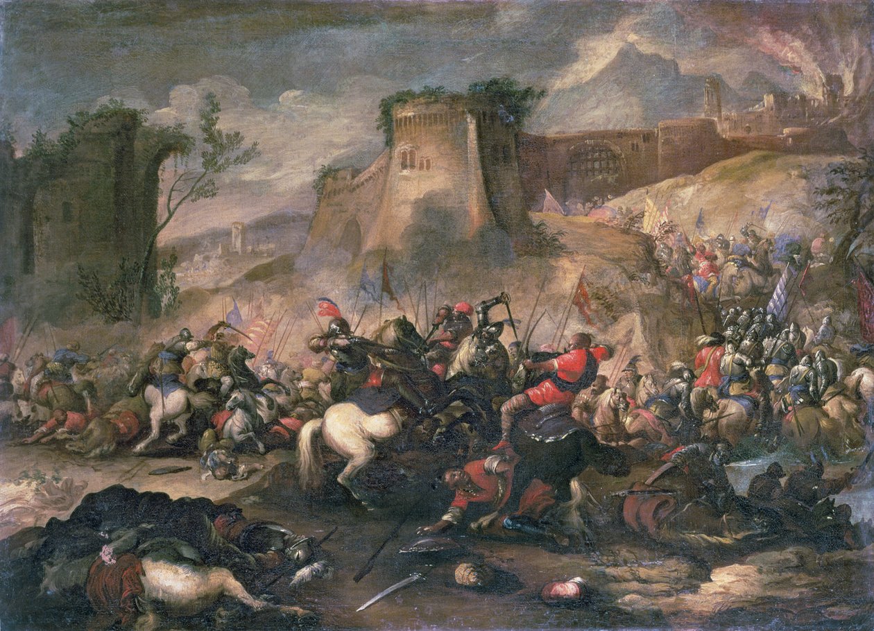 Escarmouches de cavalerie entre croisés et turcs - Antonio Calza