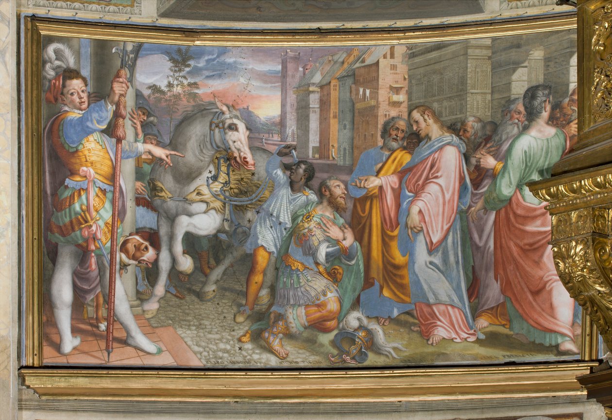 Abside, Antonio Campi, Rencontre de Jésus avec le centurion Cornelio 1582-84 - Antonio Campi